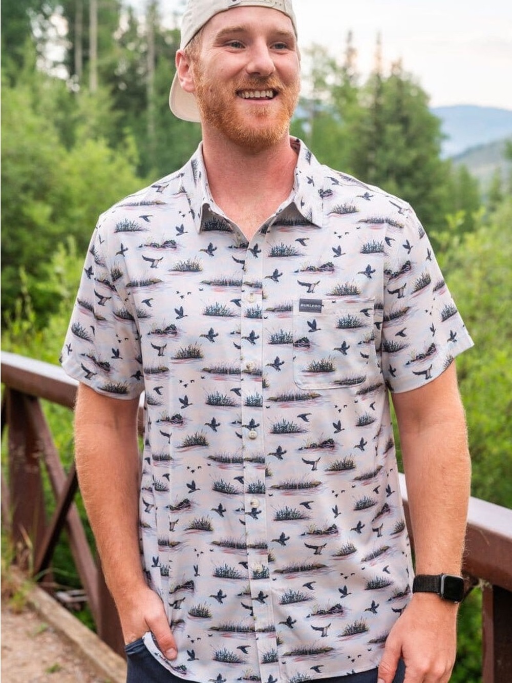 BURLEBO Performance Button up in Duck Hunt - size large